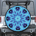 Blue Snowflake Kaleidoscope Print Leather Spare Tire Cover