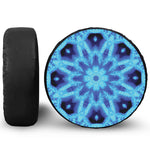 Blue Snowflake Kaleidoscope Print Leather Spare Tire Cover