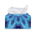 Blue Snowflake Kaleidoscope Print Leather Tissue Box Cover