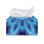 Blue Snowflake Kaleidoscope Print Leather Tissue Box Cover