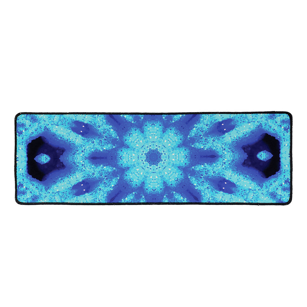Blue Snowflake Kaleidoscope Print Long Kitchen Mat
