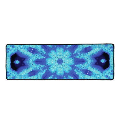 Blue Snowflake Kaleidoscope Print Long Kitchen Mat