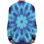 Blue Snowflake Kaleidoscope Print Long Sleeve Baseball Jersey