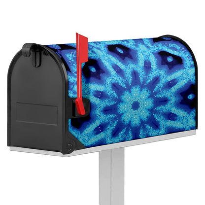 Blue Snowflake Kaleidoscope Print Mailbox Cover