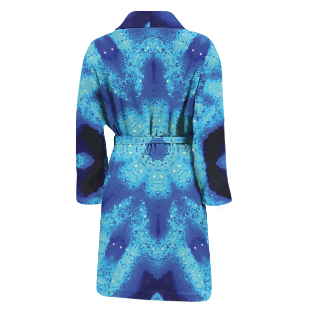 Blue Snowflake Kaleidoscope Print Men's Bathrobe