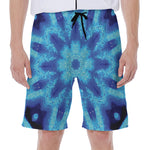 Blue Snowflake Kaleidoscope Print Men's Beach Shorts