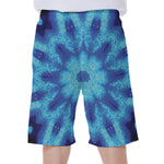 Blue Snowflake Kaleidoscope Print Men's Beach Shorts