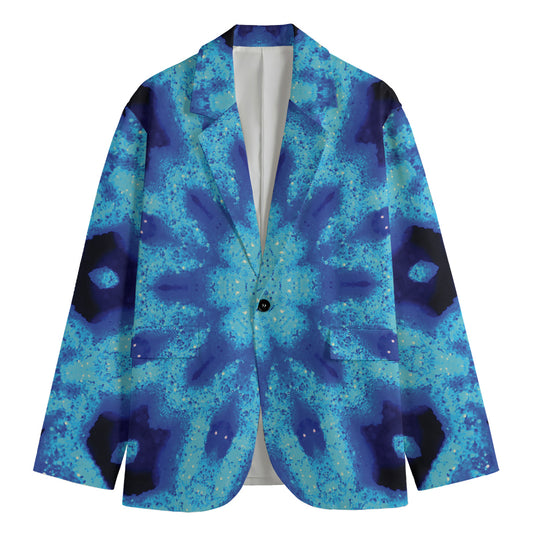 Blue Snowflake Kaleidoscope Print Men's Blazer