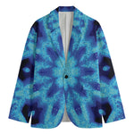 Blue Snowflake Kaleidoscope Print Men's Blazer