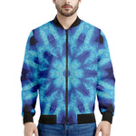 Blue Snowflake Kaleidoscope Print Men's Bomber Jacket