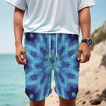 Blue Snowflake Kaleidoscope Print Men's Cargo Shorts