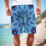 Blue Snowflake Kaleidoscope Print Men's Cargo Shorts