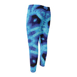 Blue Snowflake Kaleidoscope Print Men's Compression Pants