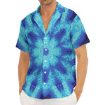 Blue Snowflake Kaleidoscope Print Men's Deep V-Neck Shirt