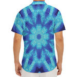 Blue Snowflake Kaleidoscope Print Men's Deep V-Neck Shirt