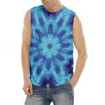 Blue Snowflake Kaleidoscope Print Men's Fitness Tank Top