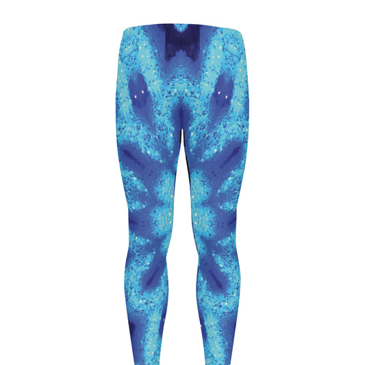 Blue Snowflake Kaleidoscope Print Men's leggings