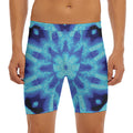 Blue Snowflake Kaleidoscope Print Men's Long Boxer Briefs