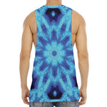Blue Snowflake Kaleidoscope Print Men's Muscle Tank Top