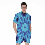 Blue Snowflake Kaleidoscope Print Men's Rompers