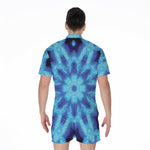 Blue Snowflake Kaleidoscope Print Men's Rompers