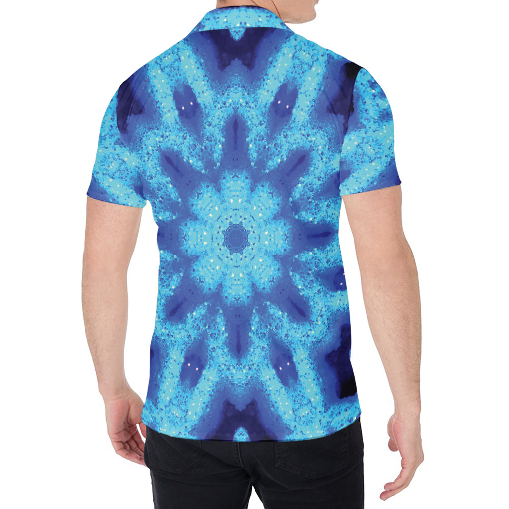 Blue Snowflake Kaleidoscope Print Men's Shirt