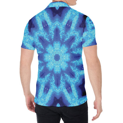 Blue Snowflake Kaleidoscope Print Men's Shirt