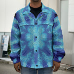 Blue Snowflake Kaleidoscope Print Men's Shirt Jacket