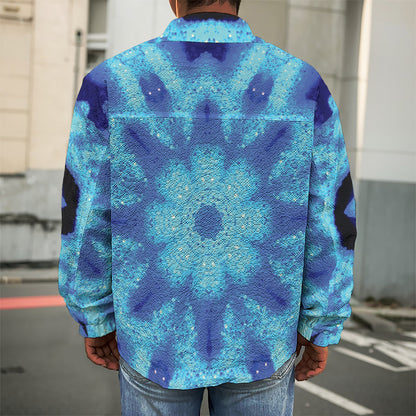 Blue Snowflake Kaleidoscope Print Men's Shirt Jacket