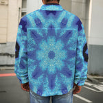 Blue Snowflake Kaleidoscope Print Men's Shirt Jacket