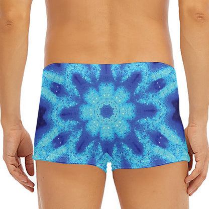 Blue Snowflake Kaleidoscope Print Men's Short Boxer Briefs