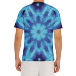 Blue Snowflake Kaleidoscope Print Men's Short Sleeve Rash Guard