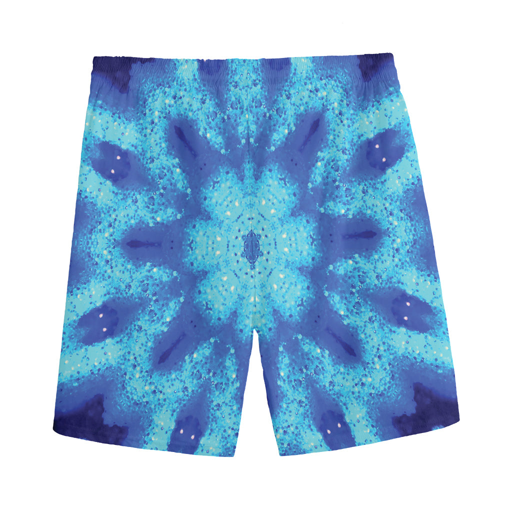Blue Snowflake Kaleidoscope Print Men's Sports Shorts