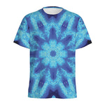 Blue Snowflake Kaleidoscope Print Men's Sports T-Shirt