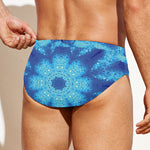Blue Snowflake Kaleidoscope Print Men's Swim Briefs