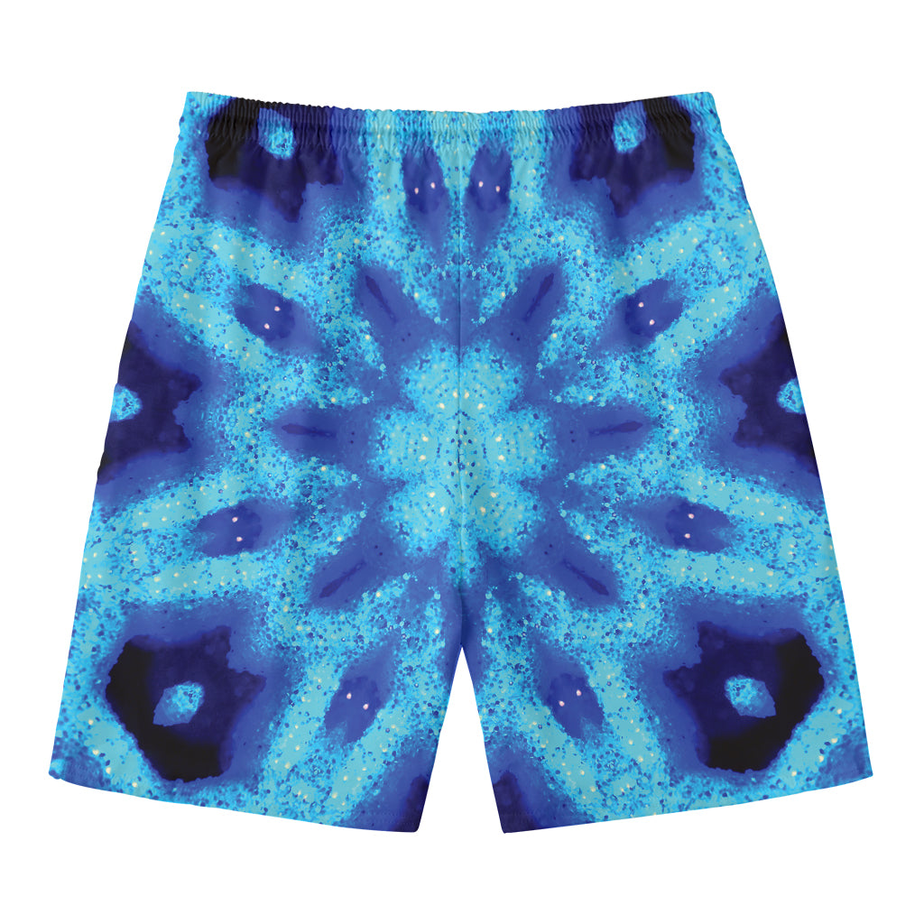 Blue Snowflake Kaleidoscope Print Men's Swim Trunks