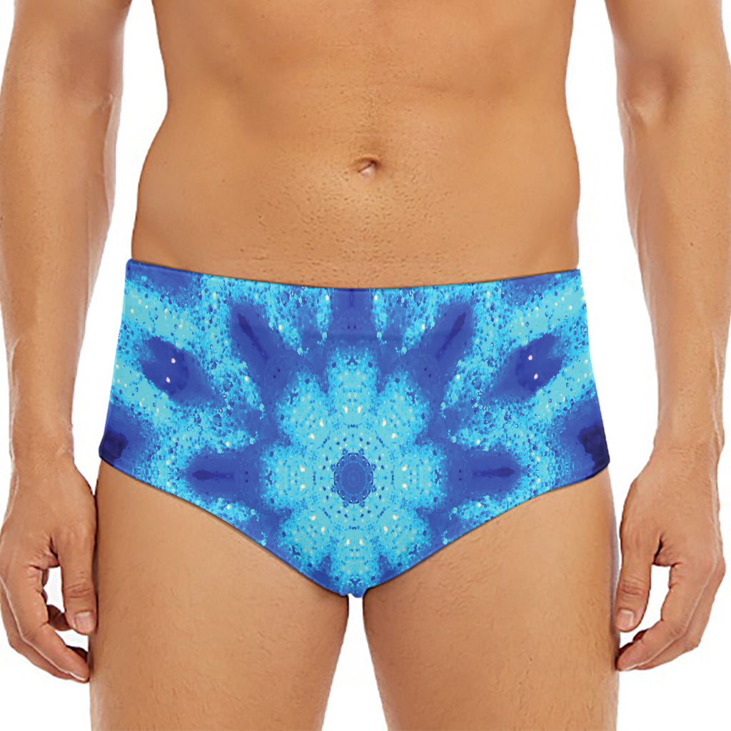 Blue Snowflake Kaleidoscope Print Men's Triangle Swim Briefs