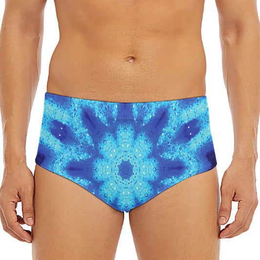 Blue Snowflake Kaleidoscope Print Men's Triangle Swim Briefs