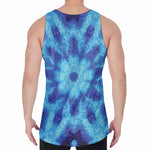 Blue Snowflake Kaleidoscope Print Men's Velvet Tank Top