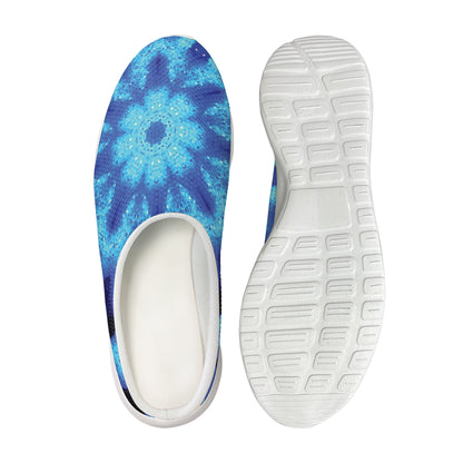 Blue Snowflake Kaleidoscope Print Mesh Casual Shoes
