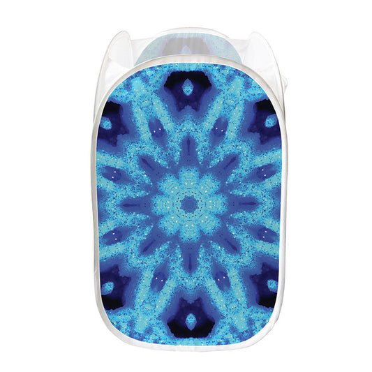 Blue Snowflake Kaleidoscope Print Mesh Laundry Hamper
