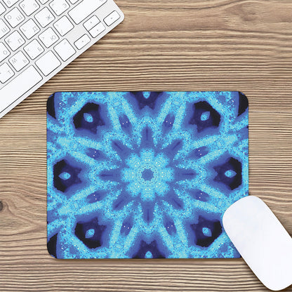 Blue Snowflake Kaleidoscope Print Mouse Pad
