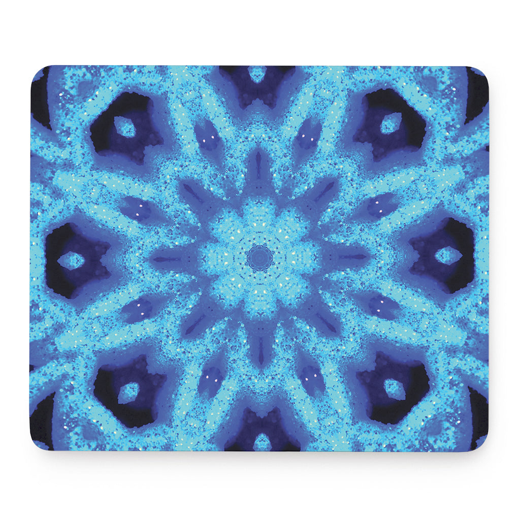 Blue Snowflake Kaleidoscope Print Mouse Pad