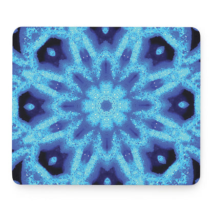 Blue Snowflake Kaleidoscope Print Mouse Pad