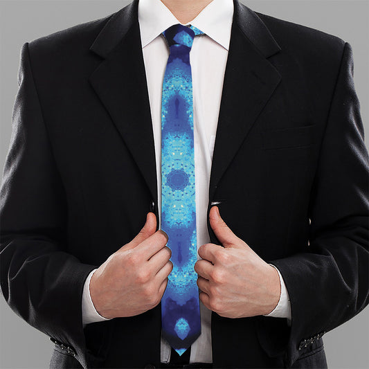 Blue Snowflake Kaleidoscope Print Necktie