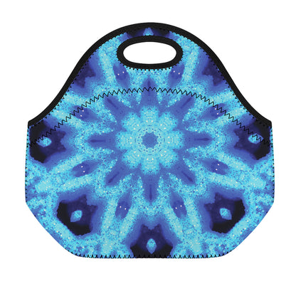 Blue Snowflake Kaleidoscope Print Neoprene Lunch Bag