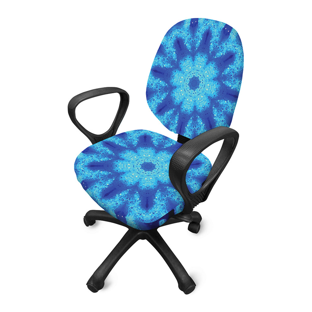Blue Snowflake Kaleidoscope Print Office Chair Cover