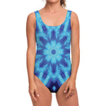 Blue Snowflake Kaleidoscope Print One Piece Swimsuit