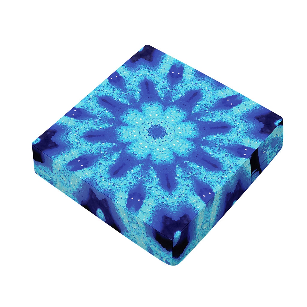Blue Snowflake Kaleidoscope Print Outdoor Seat Cushion Cover