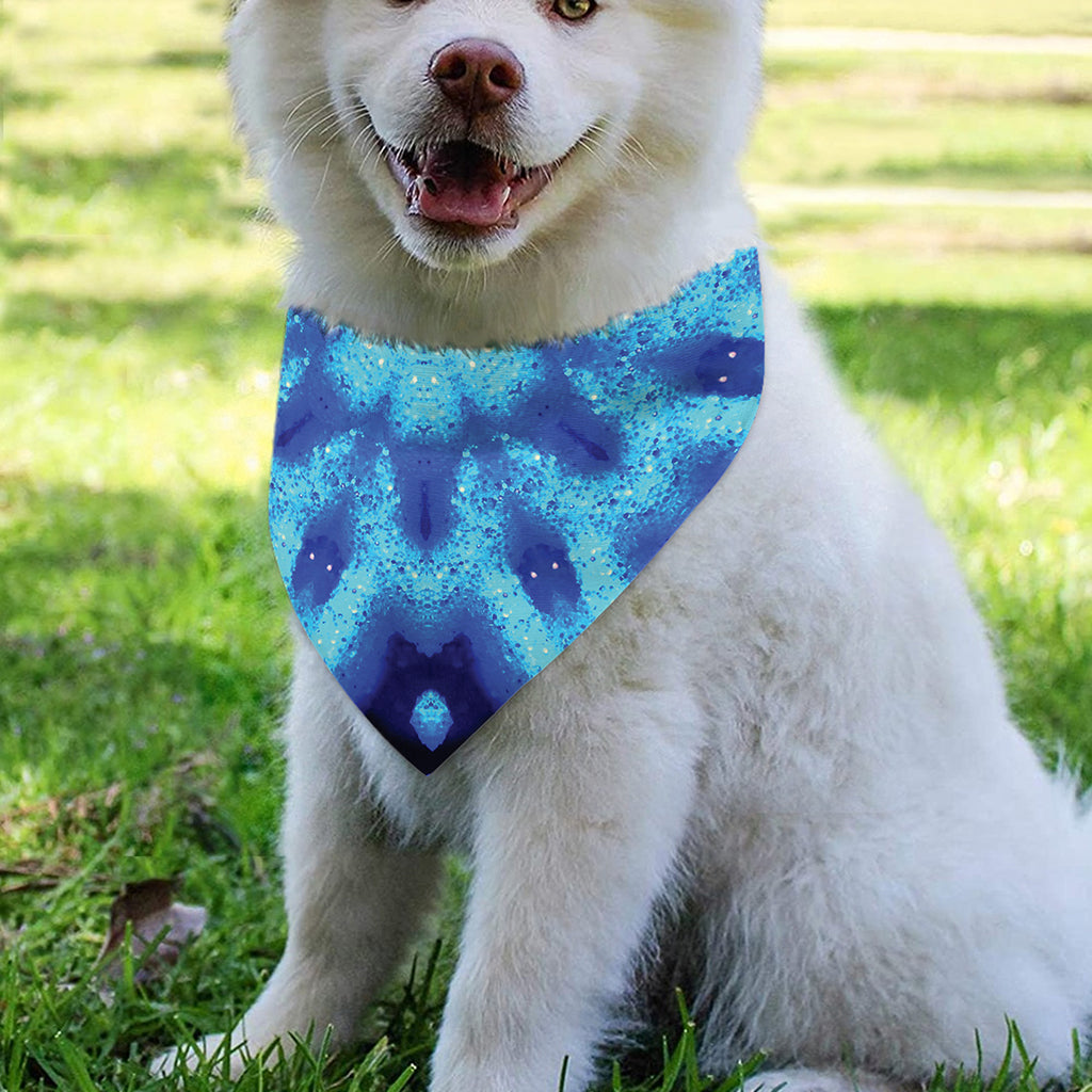 Blue Snowflake Kaleidoscope Print Over The Collar Dog Bandana